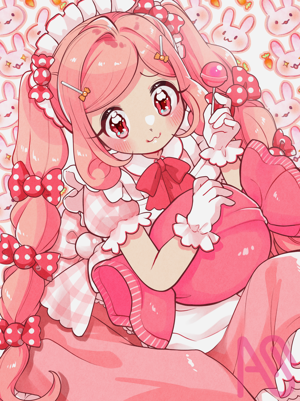 5月度テーマ【キャンディ】 Illust of おもち ARTstreetMonthlyIllustrationContestMayThemeCandy maid girl pink original digital oc kawaii contest オリジナルキャラ illustration