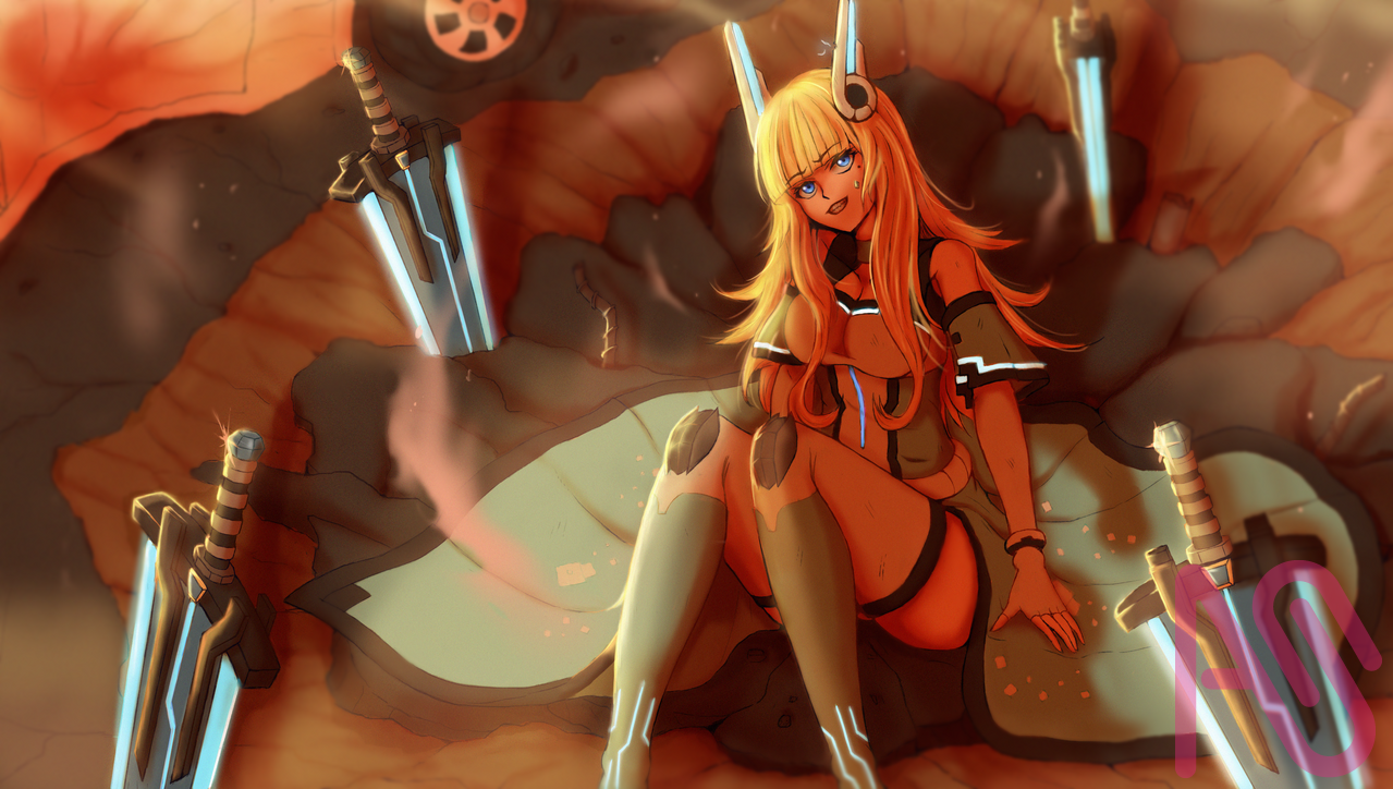 My OC Design Update Illust of Ultimate Minus girl sword blueeyes originalcharacters sunset blondehair cybergirl