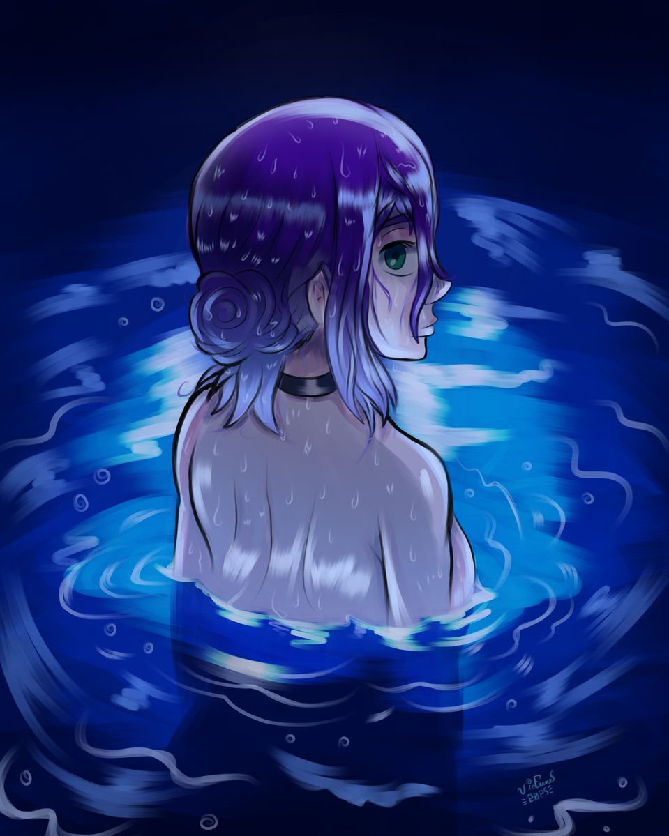 Swimming with Reze 🏊‍♂️💣 Illust of vicfunes fanart illustration anime animegirl cutegirl Beauty swimming devilgirl ChainsawMan Reze