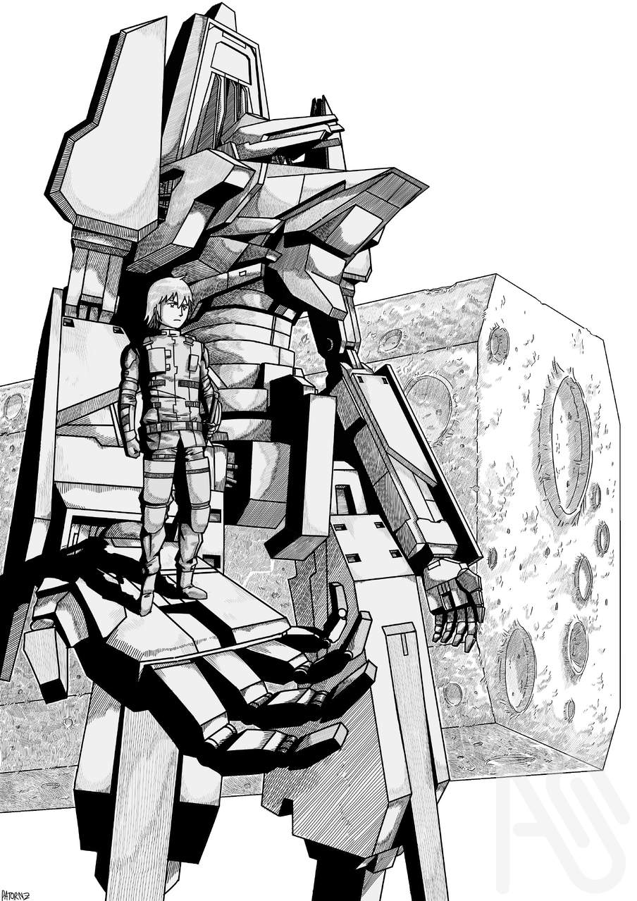 Oath Sworn Hero Illust of Patornz space character person robot mecha BLAME! Mecha future scenery