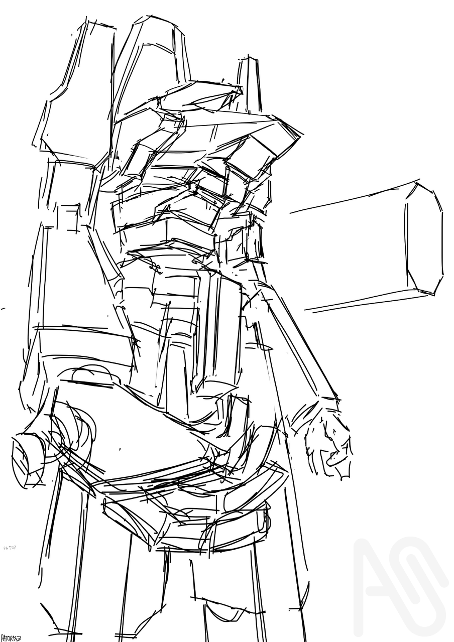 Oath Sworn Hero Illust of Patornz space character person robot mecha BLAME! Mecha future scenery