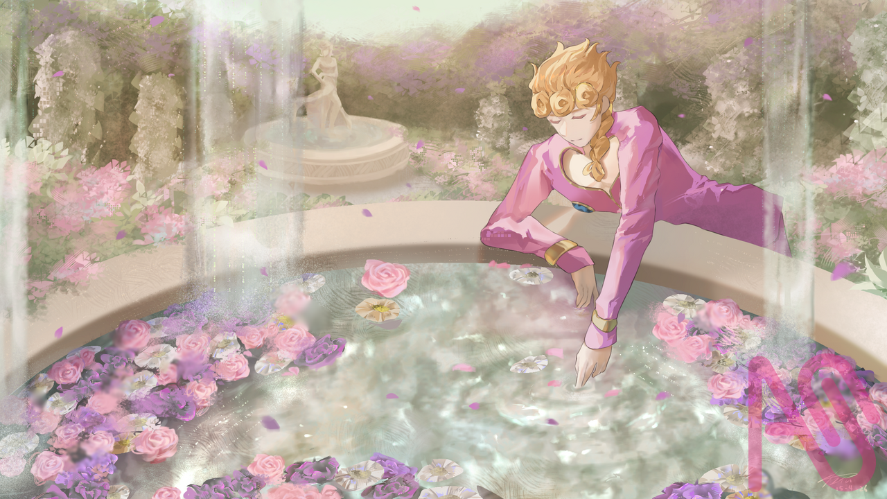 🐞 Illust of ゆいユイ fanart background flower water GiornoGiovanna