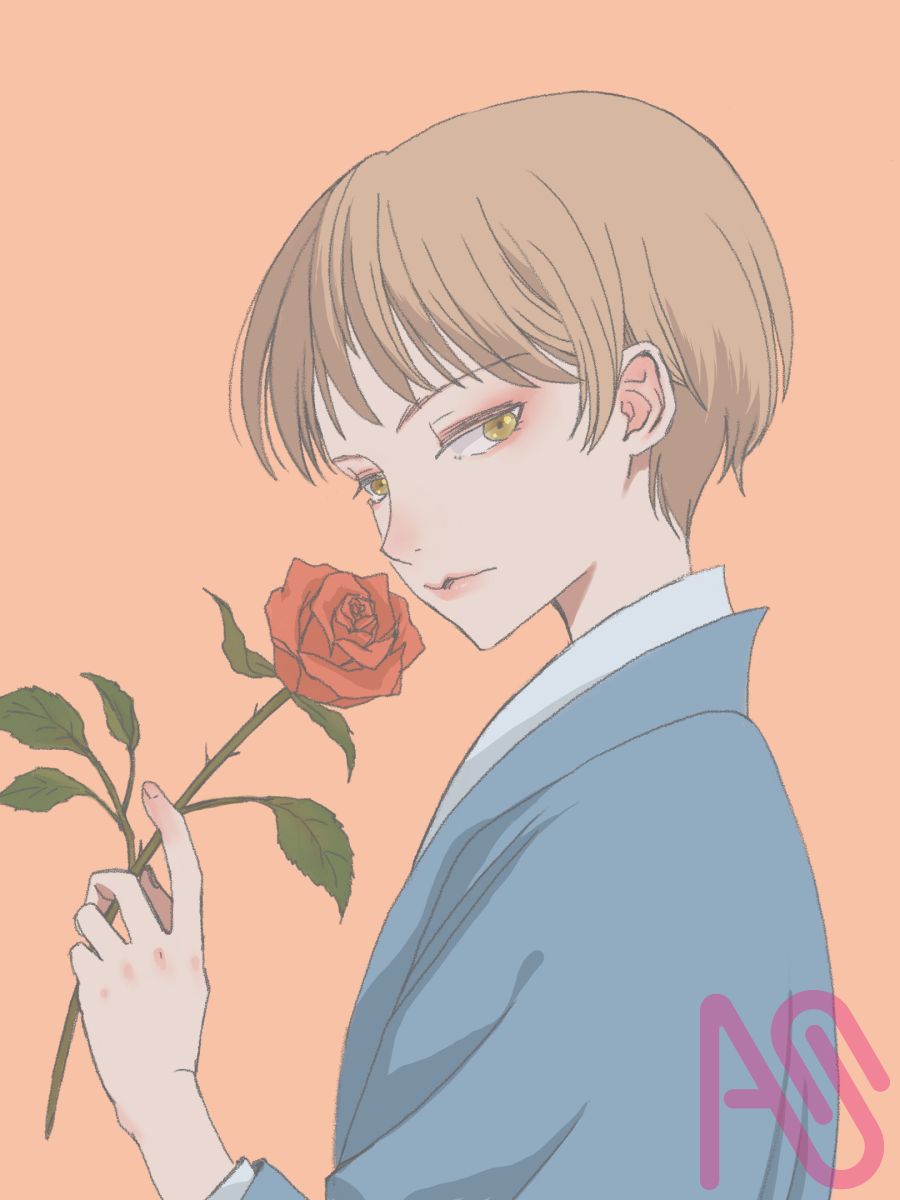 Illust of 鳳小羽 Japanese_style kimono rose 美少年 procreate