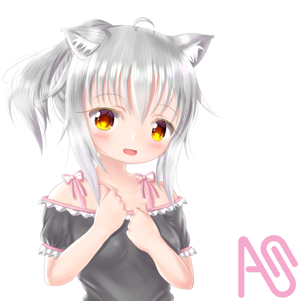ルニャン Illust of 路邊的野猫 girl うちの子 cute oc kawaii ponytail loli 過去絵 Silver 絵柄が好みって人にフォローされたい