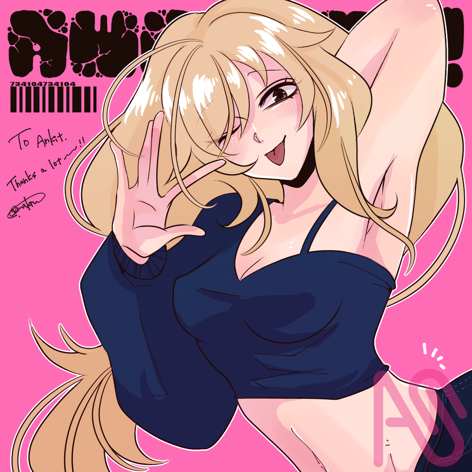To Ankit Illust of makina. girl よその子 Becca 描き合い あざした！ 乳首とんがってるw ←セクシーやろ？(´^ω^)ｙ-～