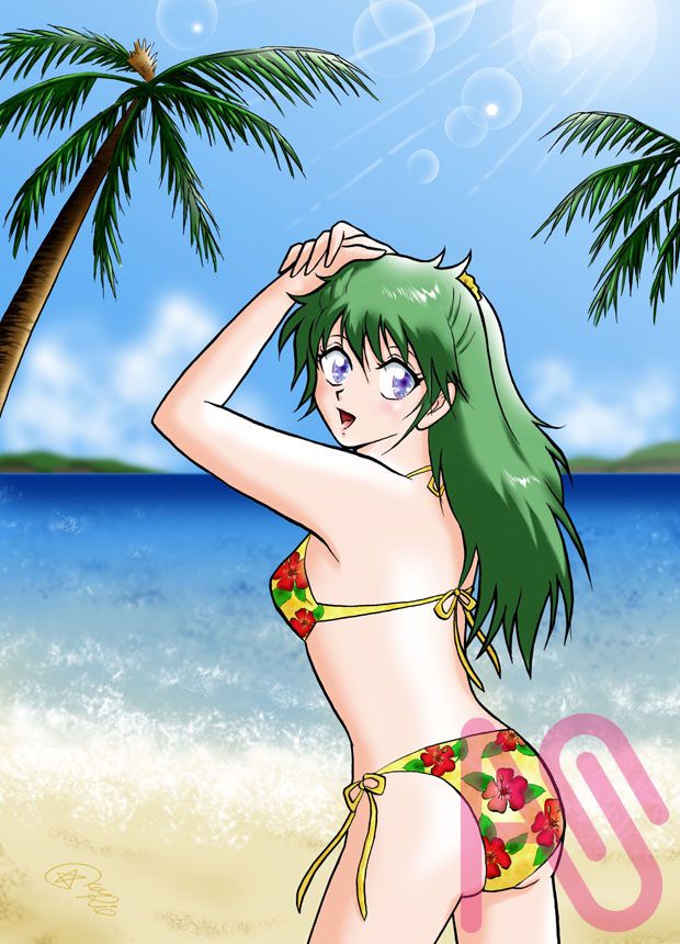 手描きイラスト色紙 オリジナル 女の子 一点物 水着 手描きイラスト