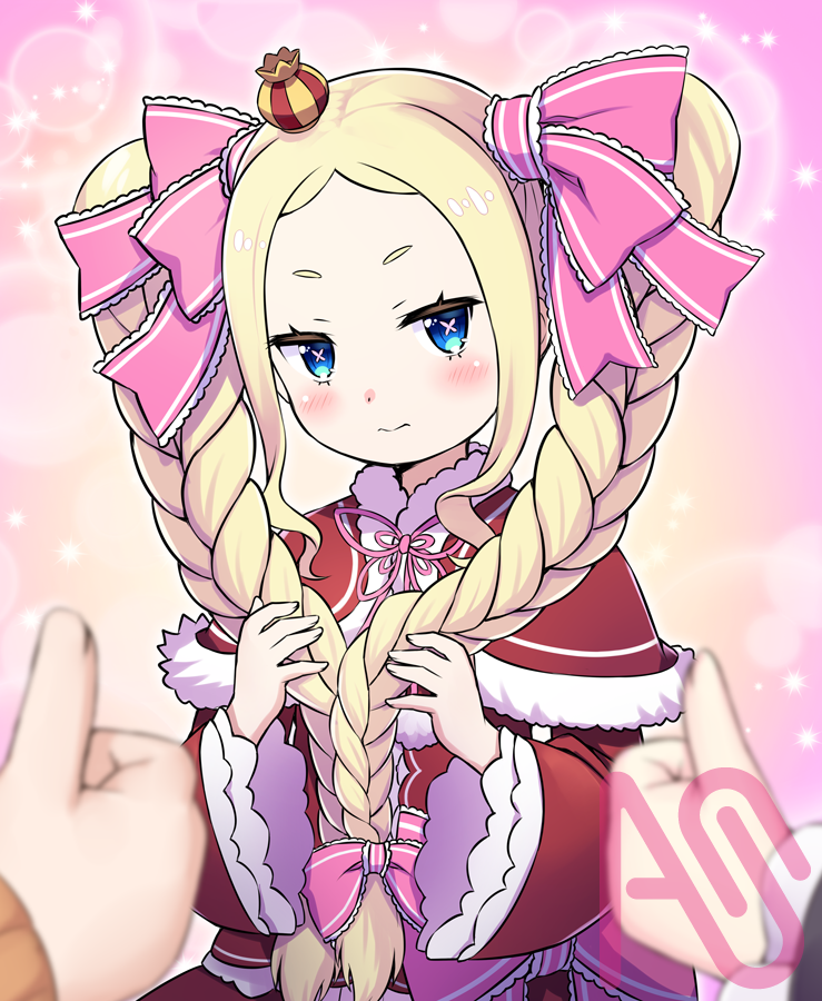 ベアトリスのツインテールを三つ編みにするレムとスバル Illust of S Re:Zero ベアトリス(リゼロ)