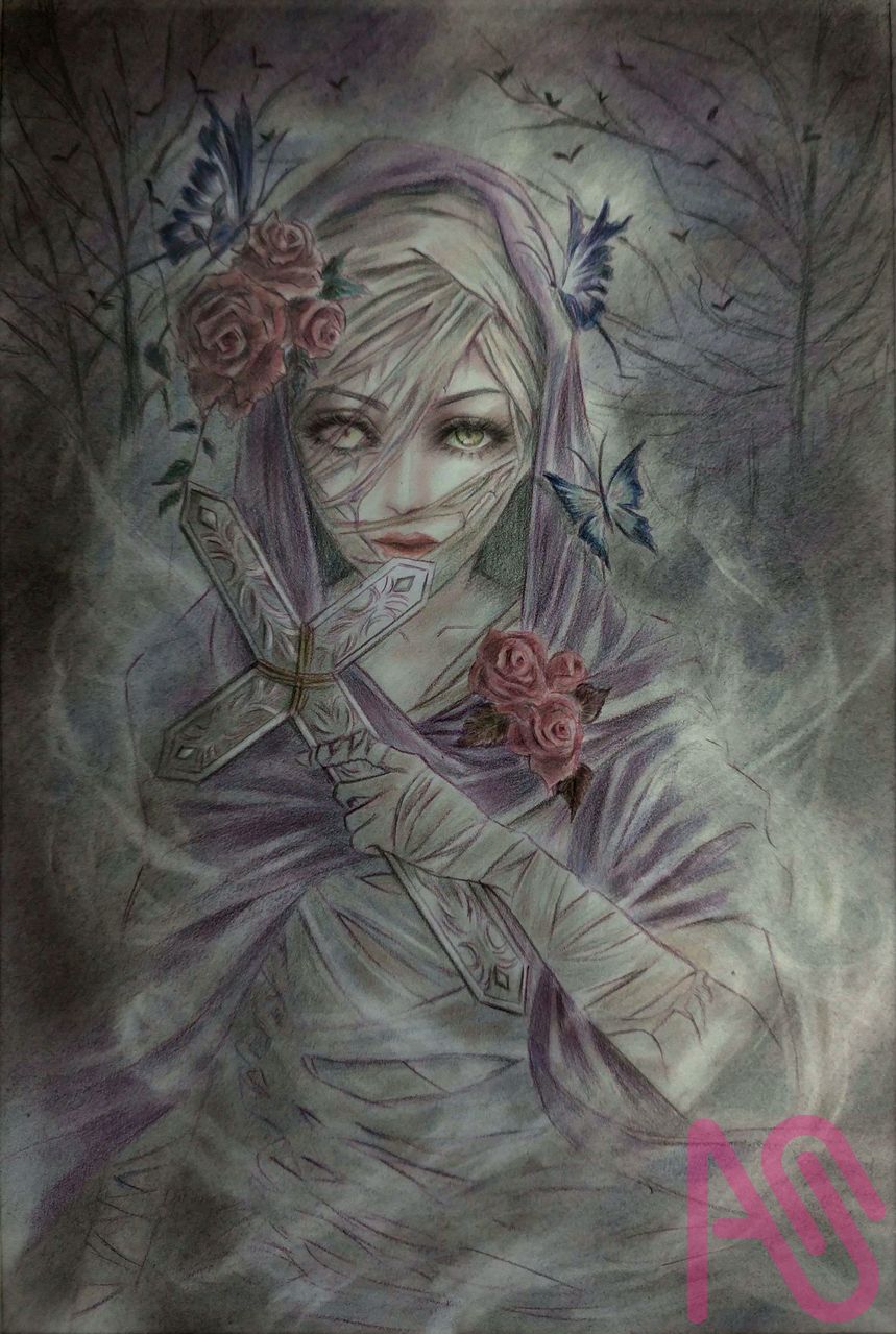 OMEN Illust of ルナ coloredpencil female original pastel analog