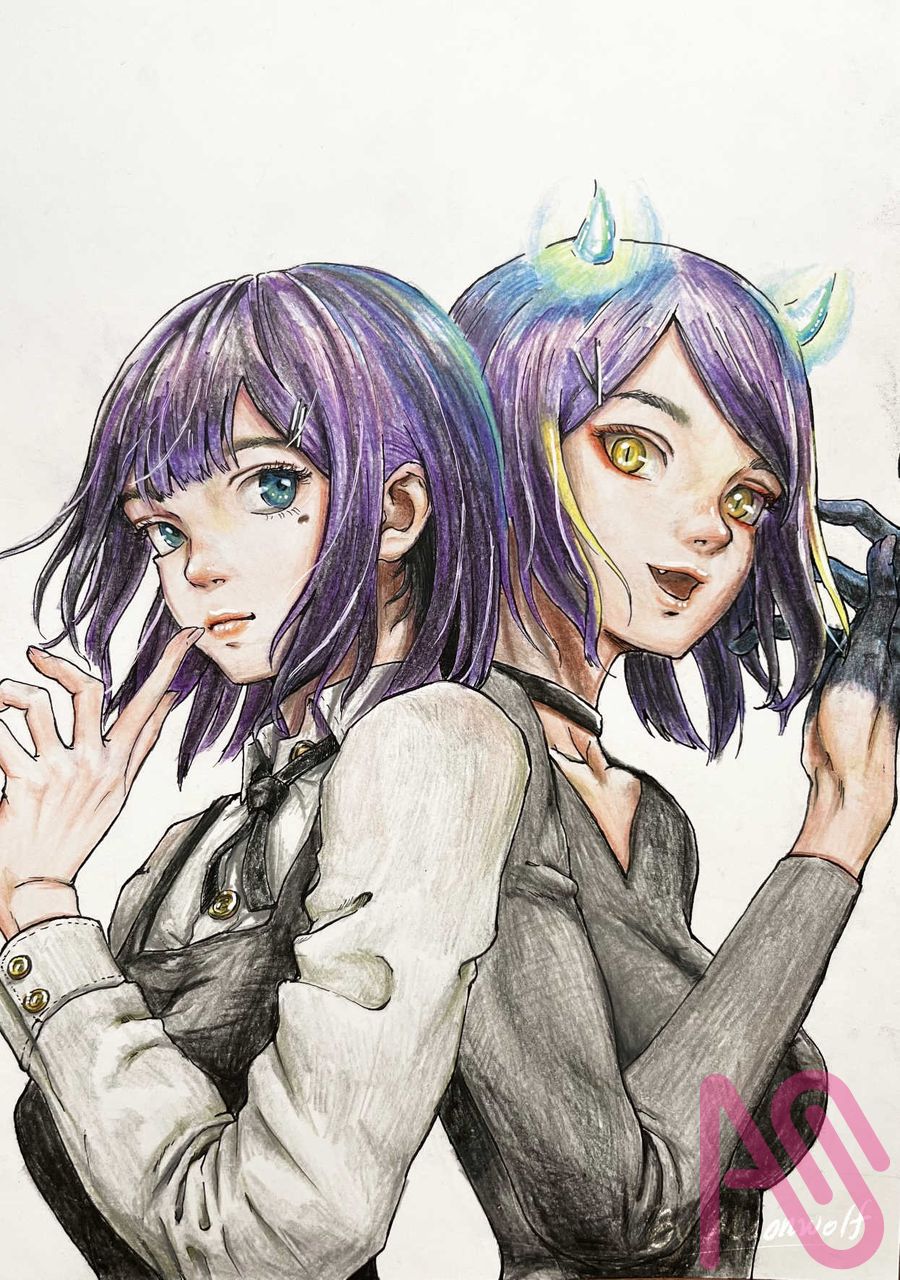 20250531畫畫練習 Illust of MoonWolf 同人 practice coloring 女生 顏色 每周任務 weeklydrawing 左玖