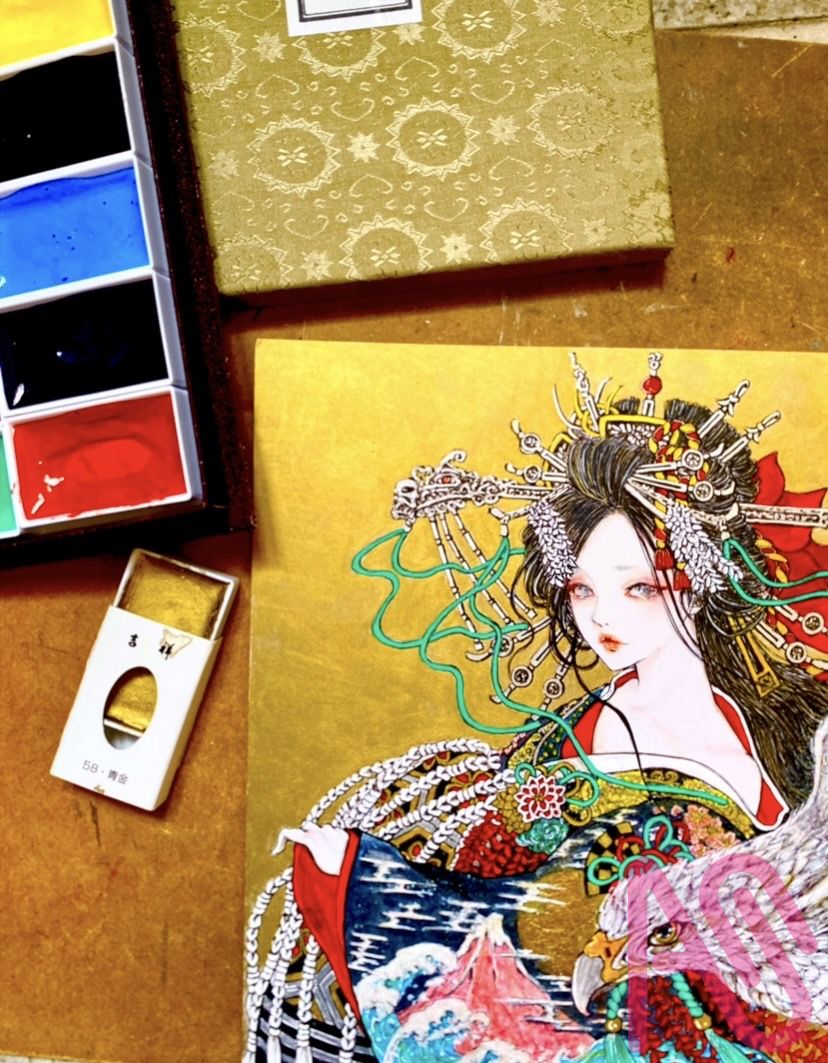 「共に参ろうぞ」 Illust of 崎山キカ(旧名kika) Japanese_style 一次創作 kimono 和風ファンタジー illustration 花魁 original 美女 mangaart analog