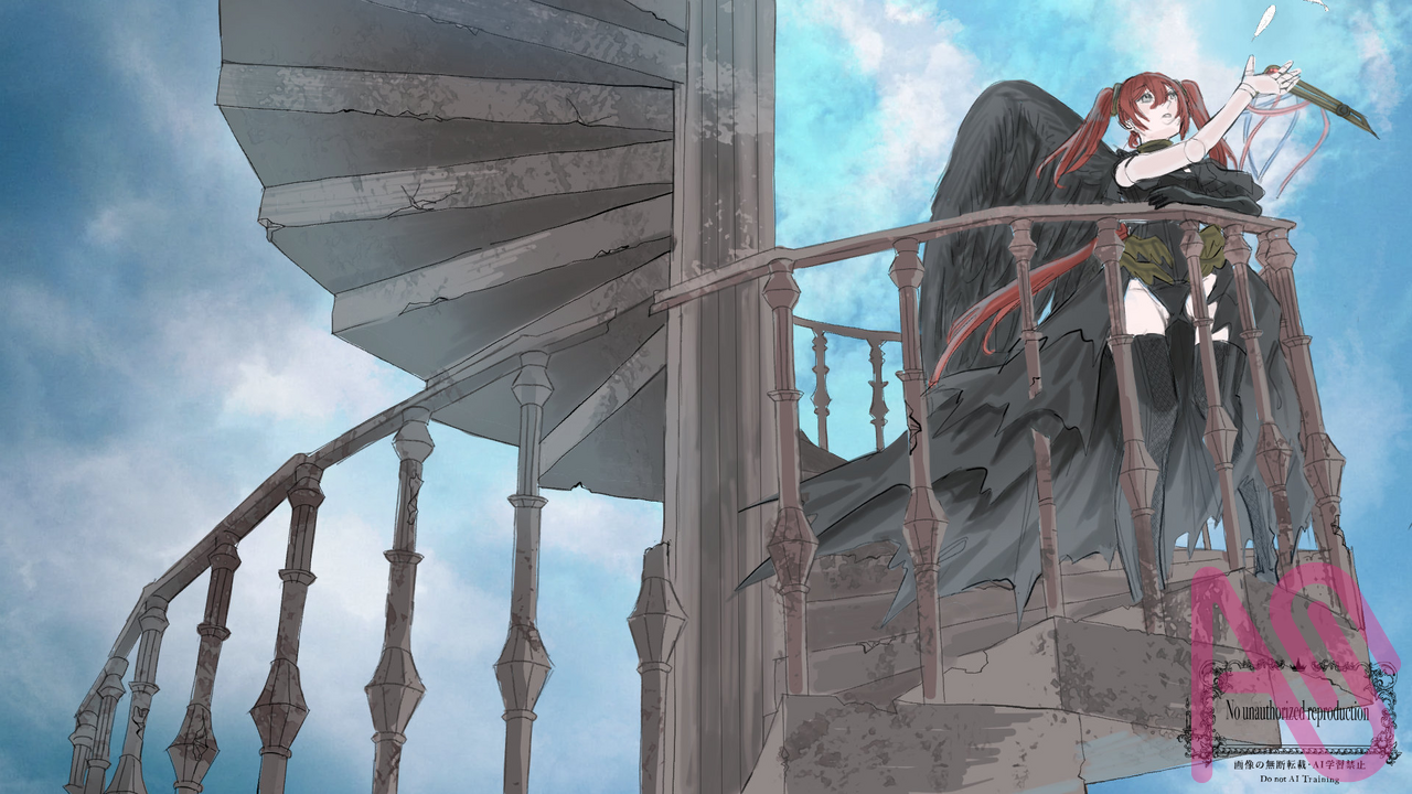 ボカデュオ Illust of メモリ angel girl illustration digital oc black 赤髪 ステンドグラス