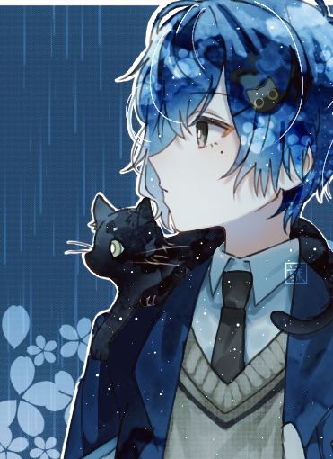 ★猫狂いが風紀委員に入りました★ Illust of 御傘謙/お爺 cat blue oc 猫の雨宿り つぐちゃんを応援