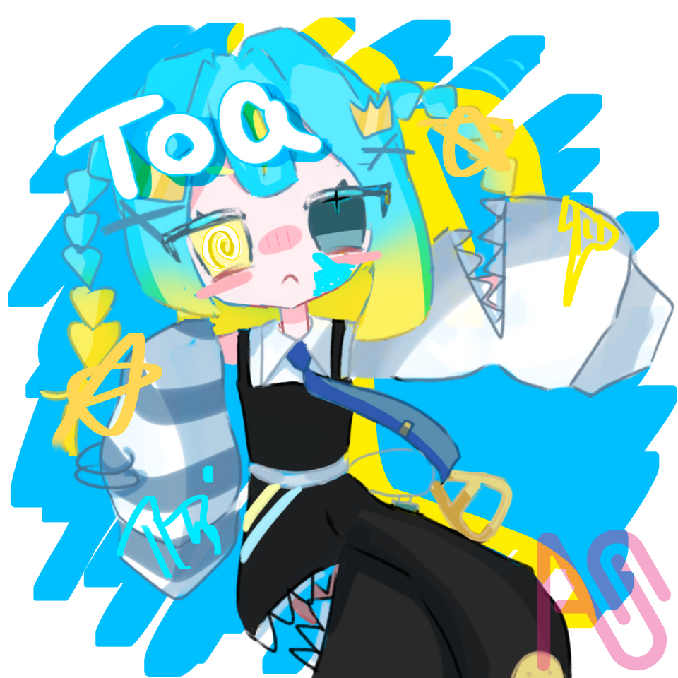 新アイコン Illust of ♛TOA♛ kawaii icon 代理 🦈👑🩵 サメアート とあのたからもの 可愛すぎて滅ぅ
