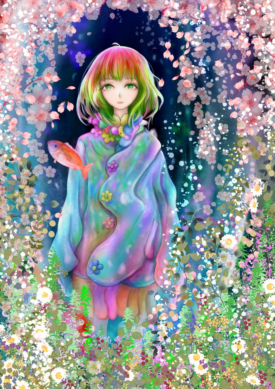 ジゼルと花と魚 Illust of ｳﾞｧﾆﾀｽﾞ-Vanitaz 描いてみた illustration cutegirl