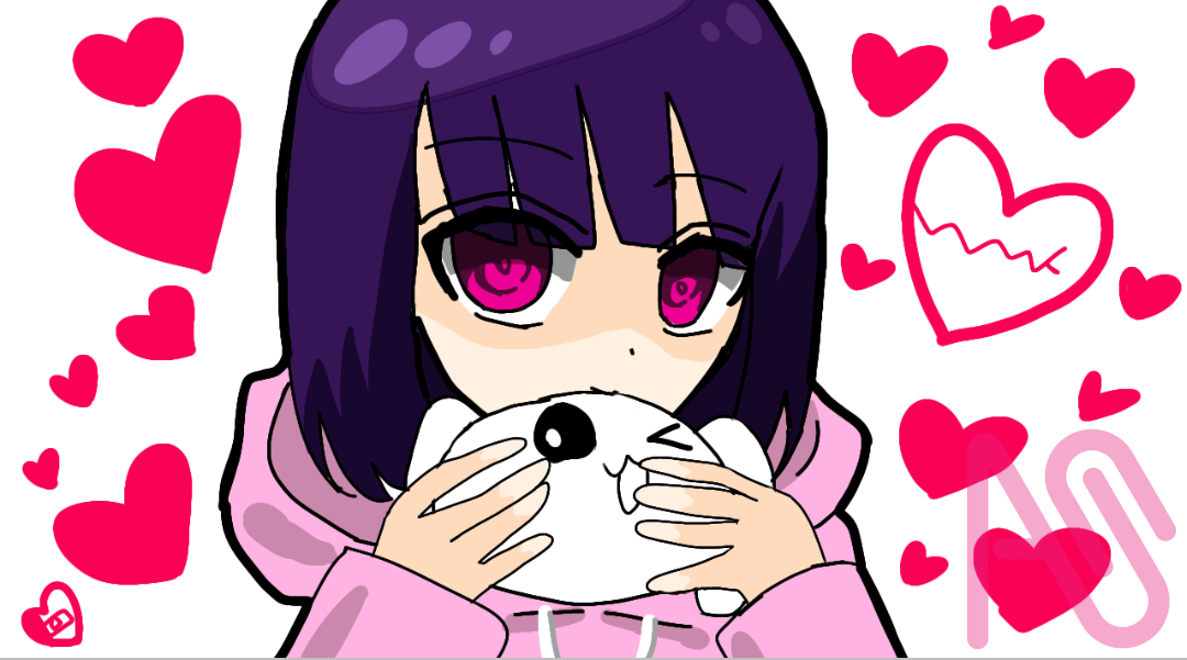 4年前のOCイラスト❤️‍🩹リメイクしてみた！ Illust of りめむ リメイク original 病み digital oc 病みかわいい りめむワールド オリキャラ女子 ハート大量発生 眉毛は生えました