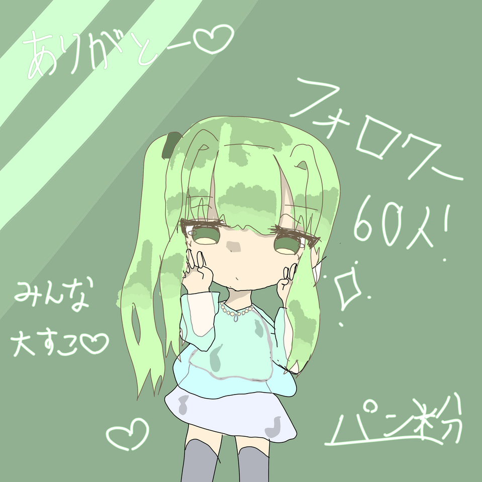 フォロワー60人！みんな大すこだよ〜🫶✨ Illust of めろんそーだ🍈🫧―代選中  1月5日まで― medibangpaint フォロワー60人！ みーんな大すこ🫶