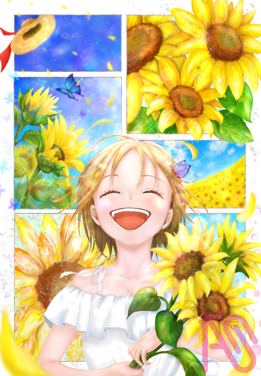 ずっと咲き誇れ！ Illust of あやち 〜ayachi〜 HUIONIllustrationContest2025 girl summer illustration smile ひまわり kawaii