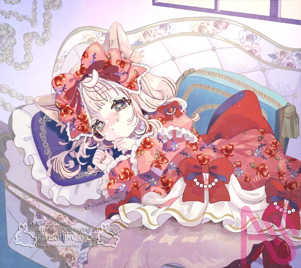 ミヌエットのお留守番 Illust of 兎彦(usahiko) Personification cat girl cat_ears original cute oc cutegirl ribbon 創作イラスト