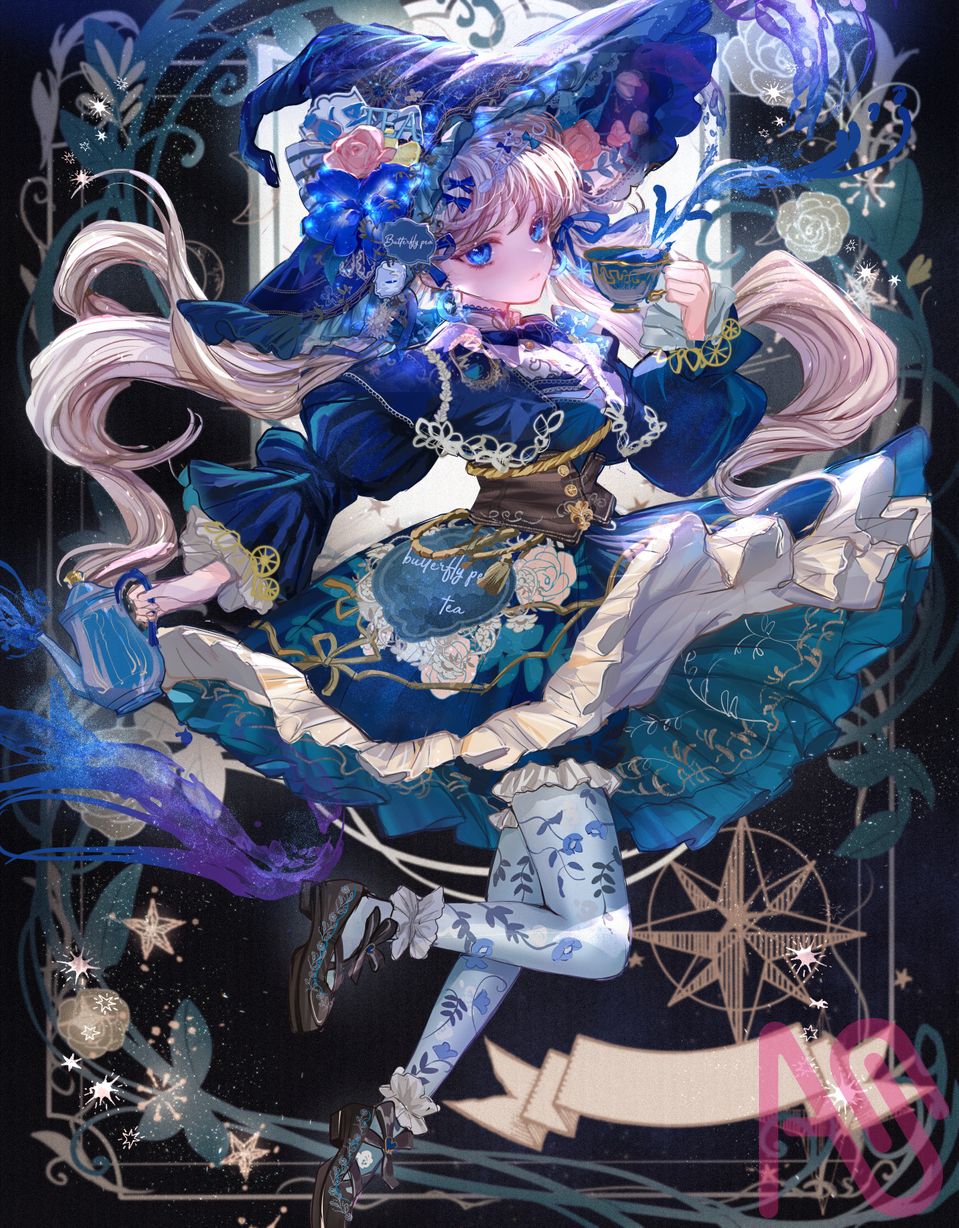 青魔女傑作集まとめ＆アートストリート更新一時休止のお知らせ☕ Illust of こもりひっき🦋初書籍★メルヘンファンタジー衣装アイデアbook witch girl blue illustration original digital oc kawaii gothic