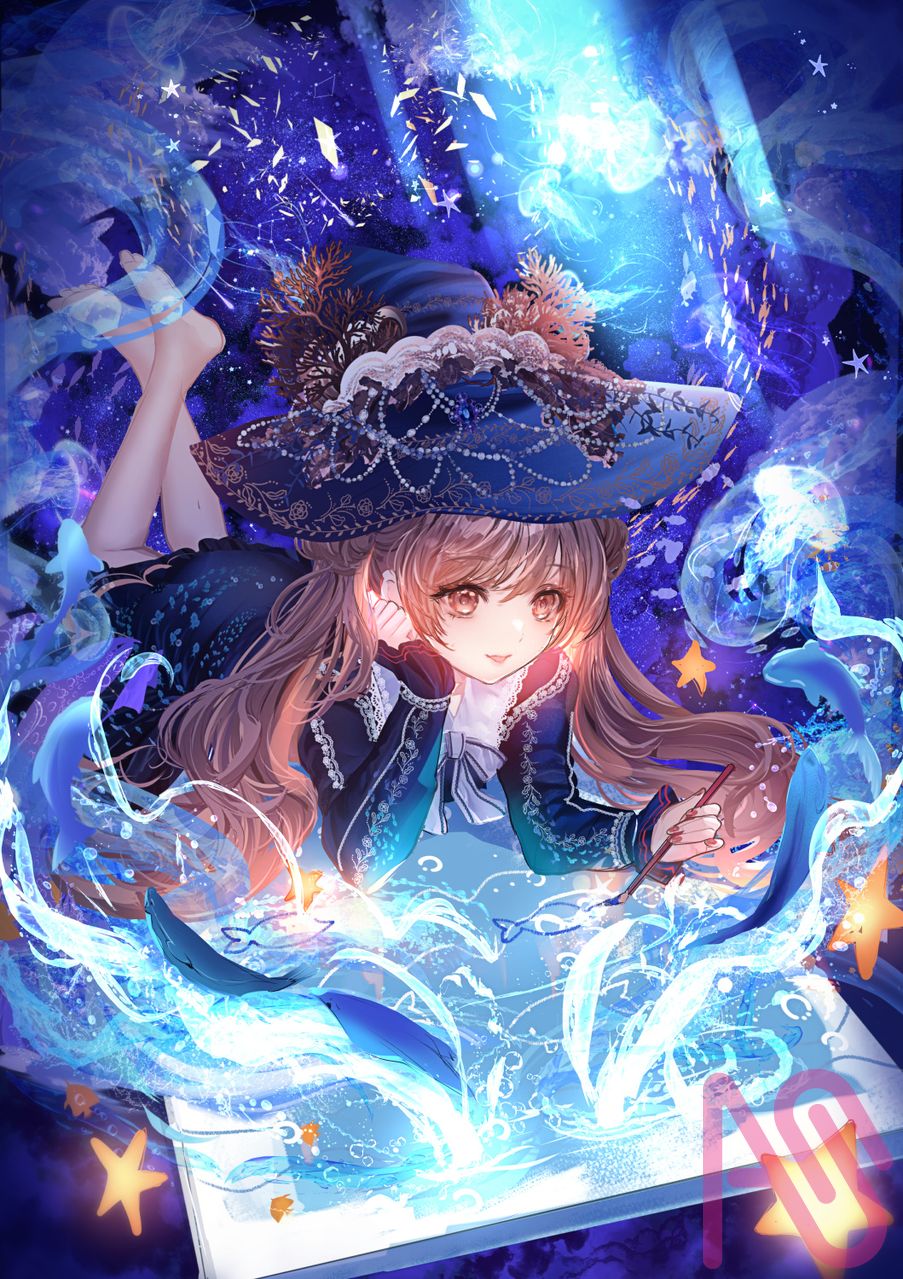 青魔女傑作集まとめ＆アートストリート更新一時休止のお知らせ☕ Illust of こもりひっき🦋初書籍★メルヘンファンタジー衣装アイデアbook witch girl blue illustration original digital oc kawaii gothic