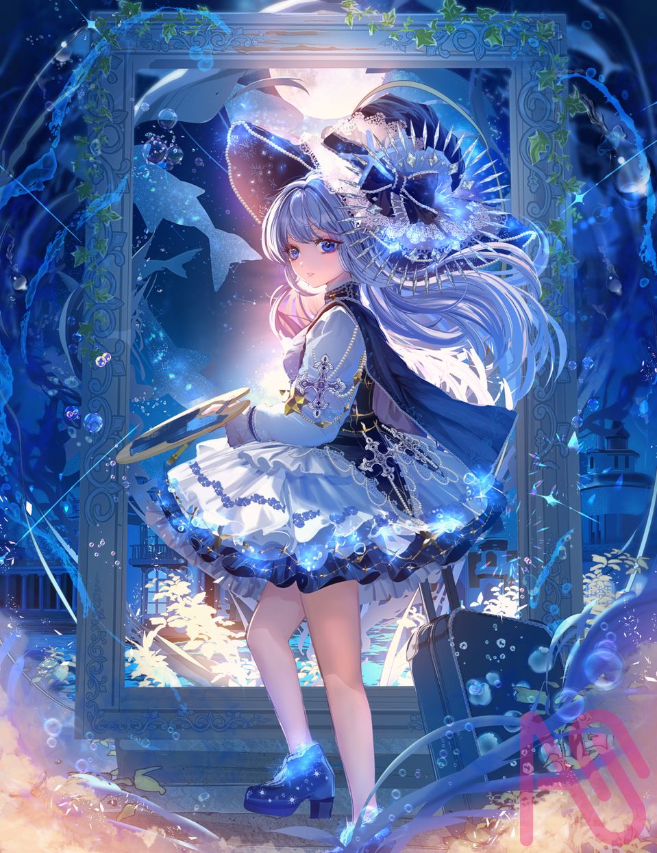 青魔女傑作集まとめ＆アートストリート更新一時休止のお知らせ☕ Illust of こもりひっき🦋初書籍★メルヘンファンタジー衣装アイデアbook witch girl blue illustration original digital oc kawaii gothic