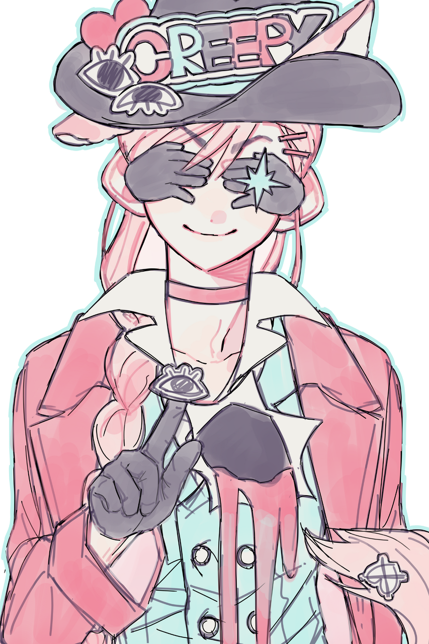 Illust of K"onlee illustration pink doodle art medibangpaint longhair blue