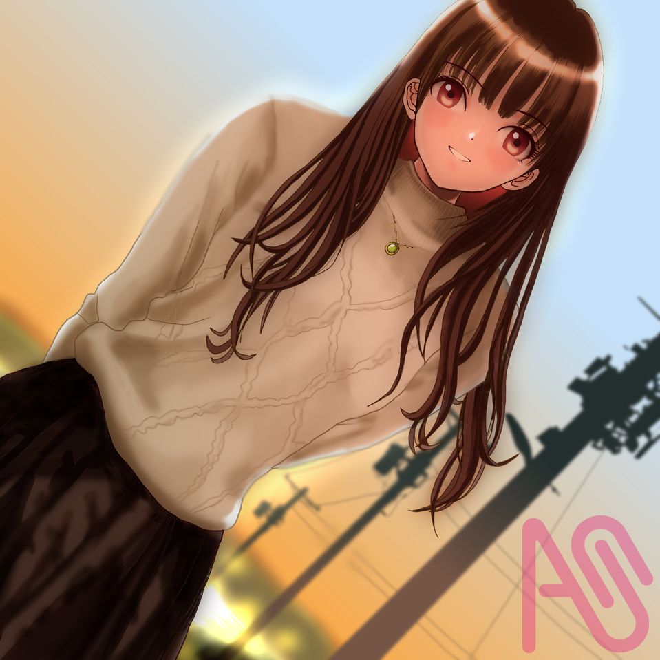池の上のレストラン Illust of アオキ girl セーター oc schoolgirl scenery 夕方 昭和レトロ japanesegirl アオキガール