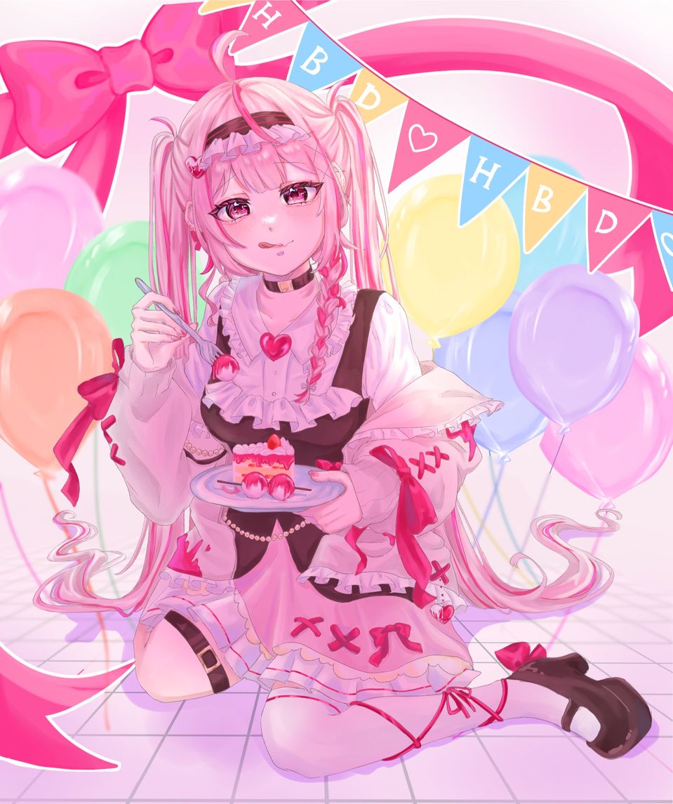 ✨🎀Happy birthday🎀✨ Illust of ねこもりや fanart kawaii よその子 お誕生日おめでとう 代理 みたらしアート おもちに届け!!