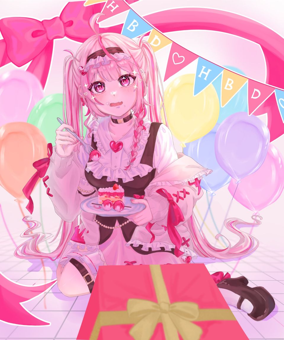 ✨🎀Happy birthday🎀✨ Illust of ねこもりや fanart kawaii よその子 お誕生日おめでとう 代理 みたらしアート おもちに届け!!