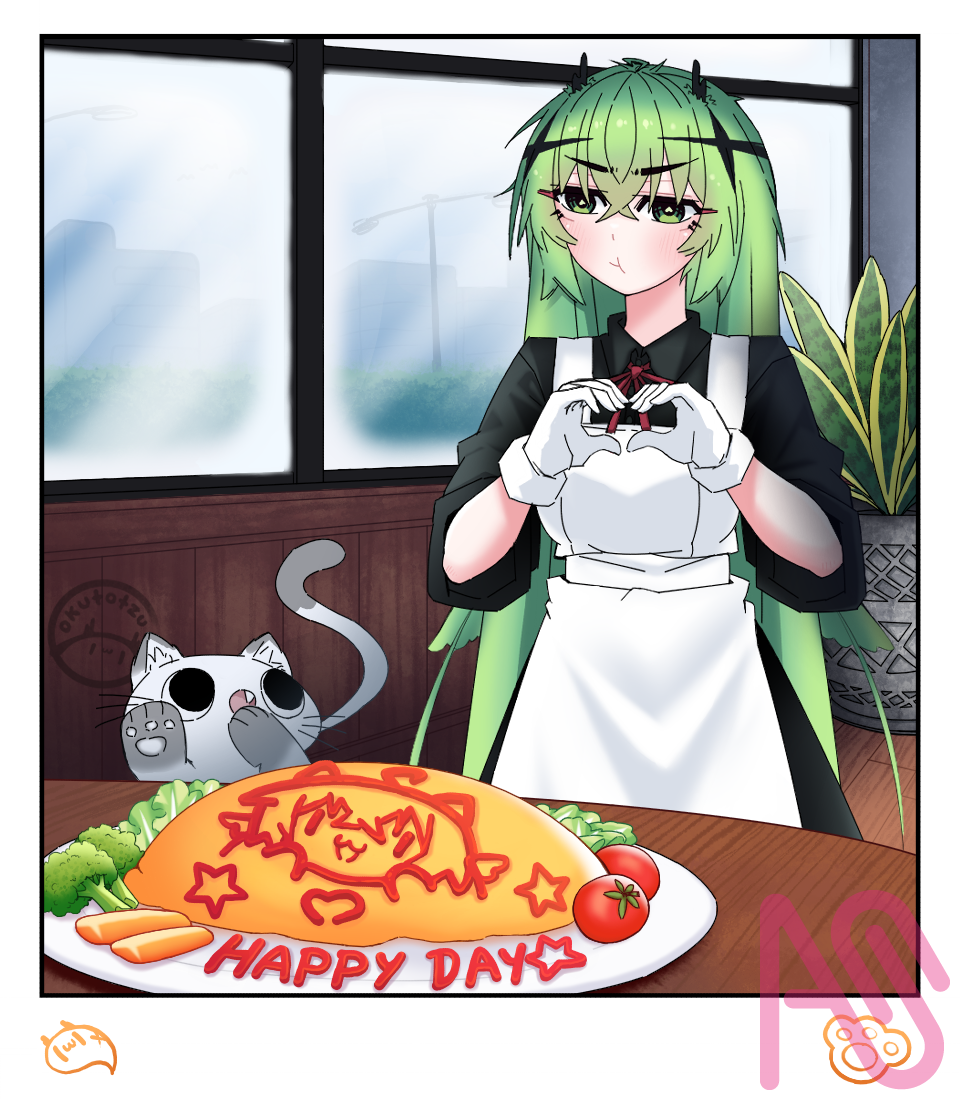 🍈🍹🍦🍒₍^. .^₎⟆🥬🥦🥕🍅🥘✨ Illust of Okutotzu girl illustration original oc food gato omelet Melon_Soda Okutotzu Rukko_Melon