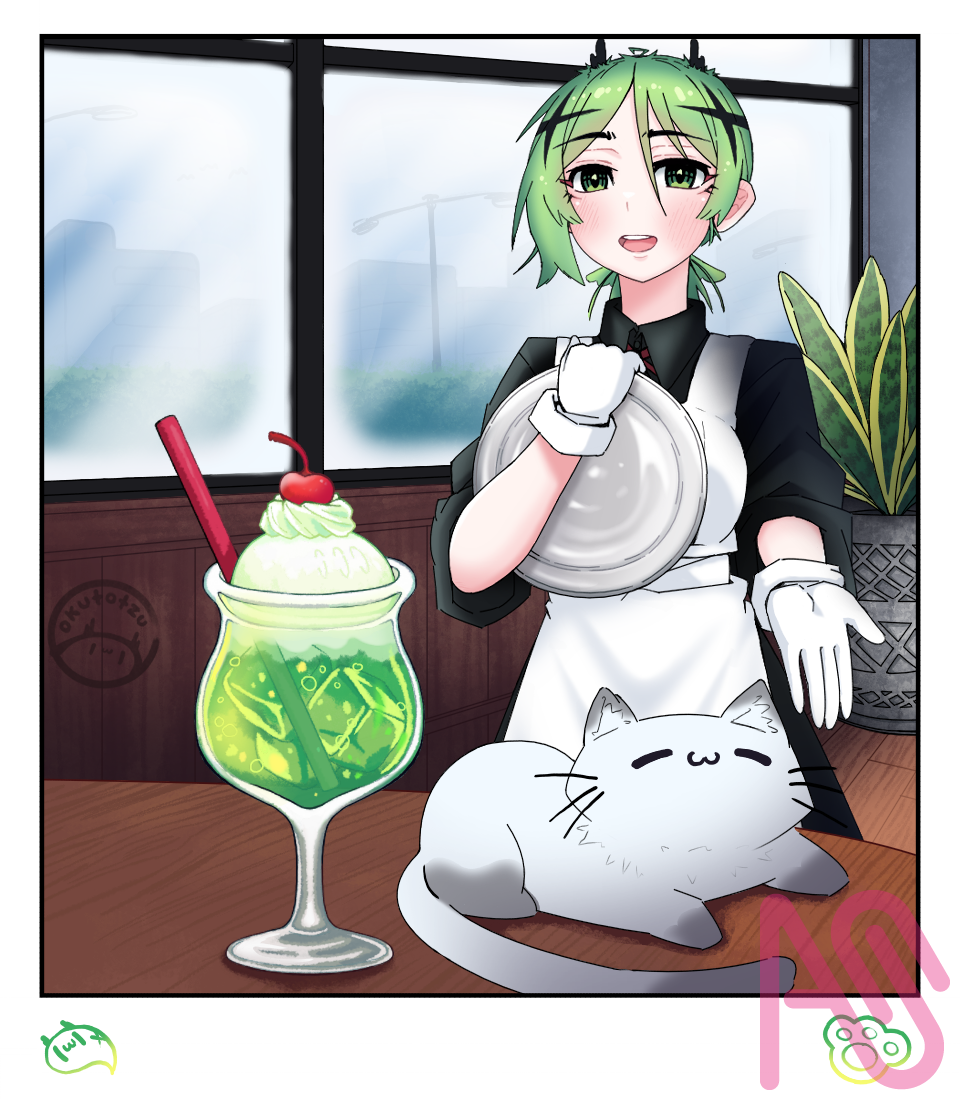 🍈🍹🍦🍒₍^. .^₎⟆🥬🥦🥕🍅🥘✨ Illust of Okutotzu girl illustration original oc food gato omelet Melon_Soda Okutotzu Rukko_Melon