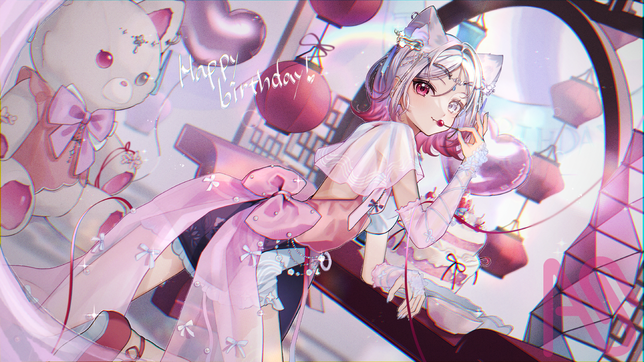 炎舞こうめさんBirthday Photo Illust of 冬路くじら girl CLIPSTUDIOPAINT illustration commission kawaii animal_ears