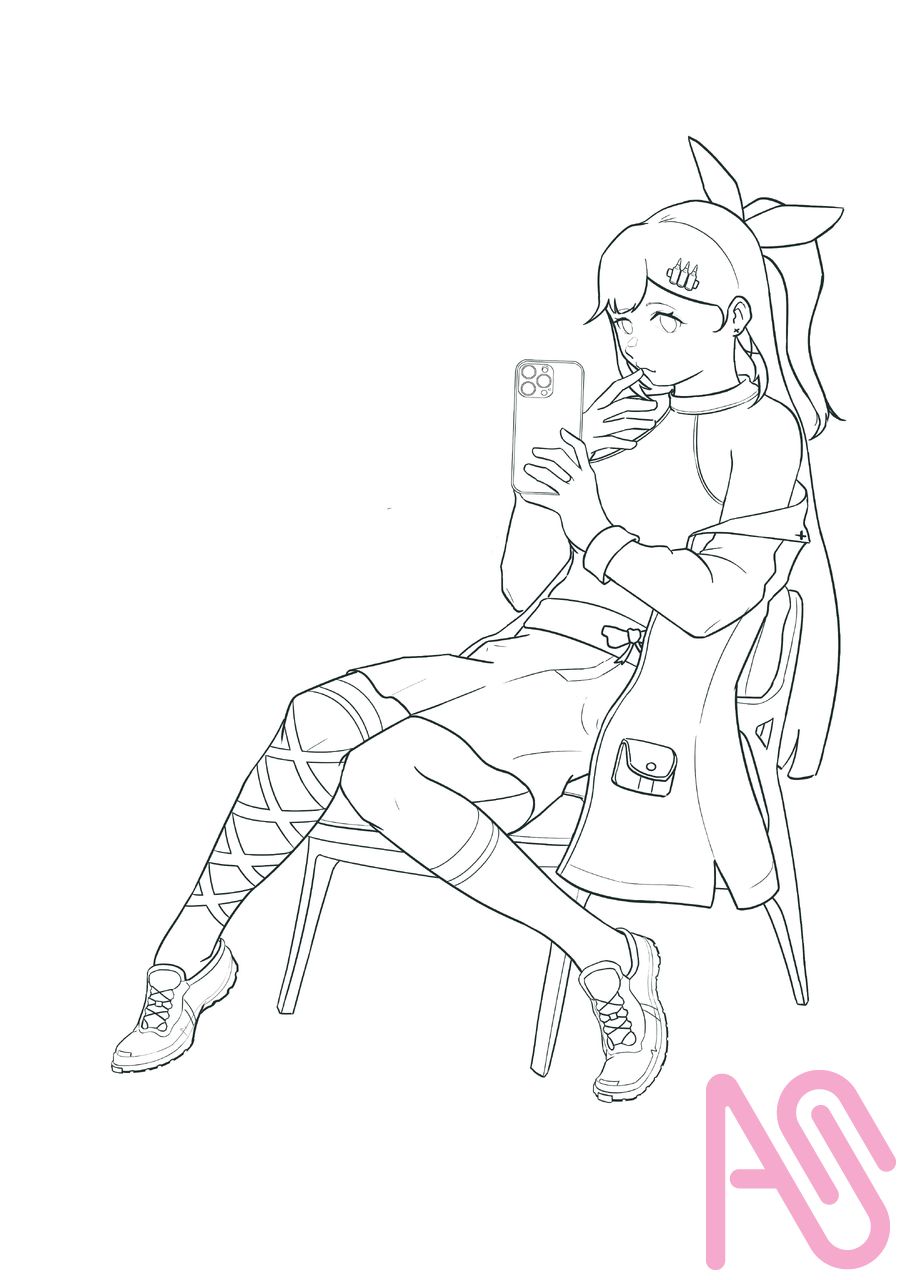 Vivian Relax - Sketch Illust of pechin line_art cute digitaldrawing cutegirl