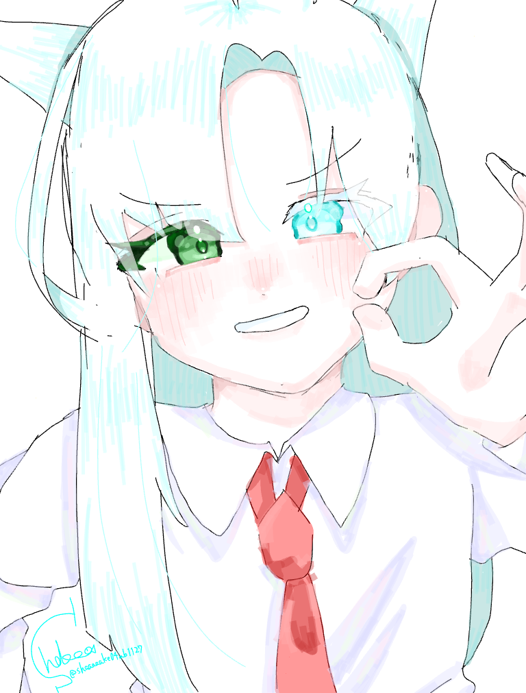 みぃーつけたっ Illust of 白海 しゃけ / 代選中 ゆるい オッドアイ kawaii 本気 よそのこ 代理 本気絵 ガチ絵 代理くん選 めぐの絵日記