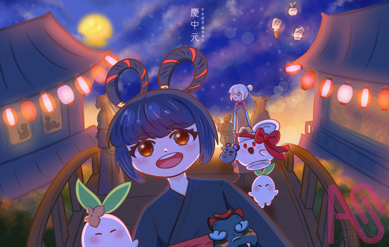 桃源深處有人家✖️空罐王 Illust of 魷魚君本魷 girl illustration boy 中元節 桃源深處有人家 空罐王