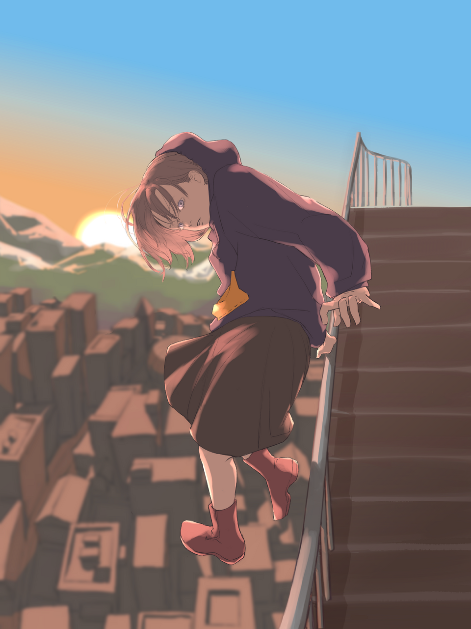 Shantytown girl Illust of ggirook girl hoodie medibangpaint Mystic Sunrise sunrise Mystical