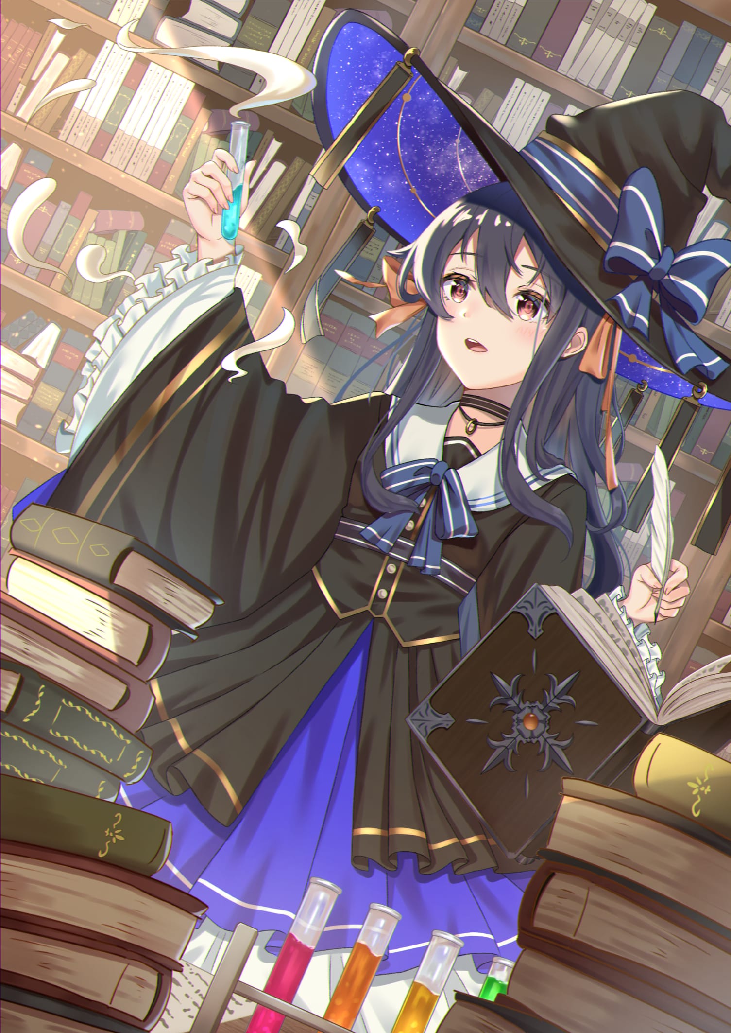 【お取置中】オリジナル　手描きイラスト　「月の魔女」 Yahoo!オークション - 手描きイラスト オリジナル『瓶封じ魔法の魔女』