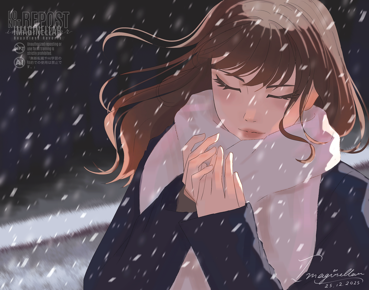 Falling Snow Illust of Imaginellar girl illustration art digital snow winter digitalpainting stylized