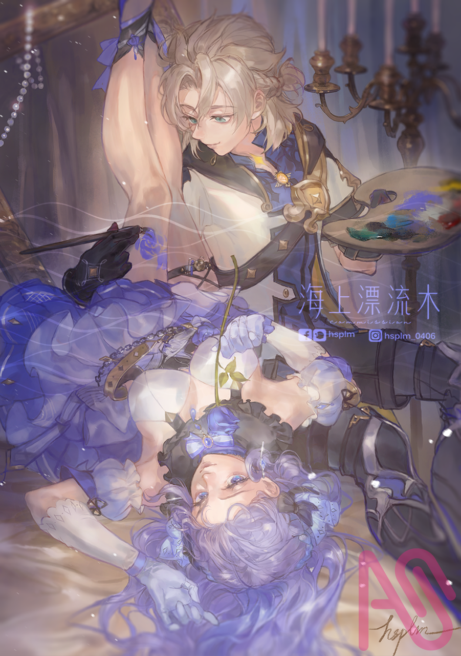 [夢向]畫布裡的她 Illust of hsplm fanart impasto commission couple originalcharacters 夢向け