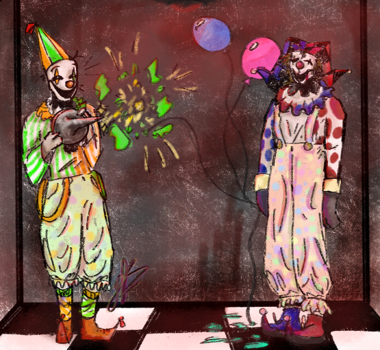 clowns  Illust of 🔪♠♣GLB♣♠🔪 dark medibangpaint boy night oc clown blood Halloween Human creepy