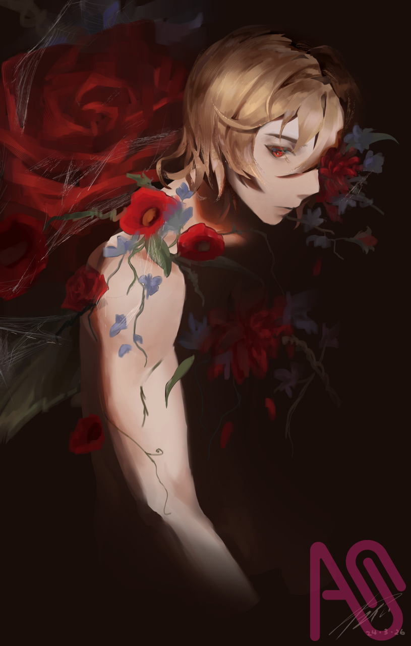 🌹 Illust of ゆいユイ fanart illustration Kurapika HUNTER×HUNTER flower