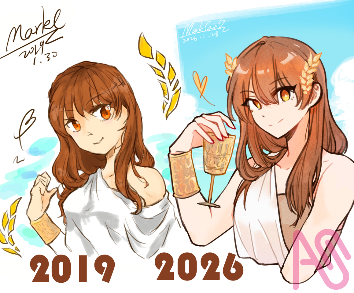 2019 and 2026 Illust of 萌爆了的阿喵 girl greek brownhair browneyes