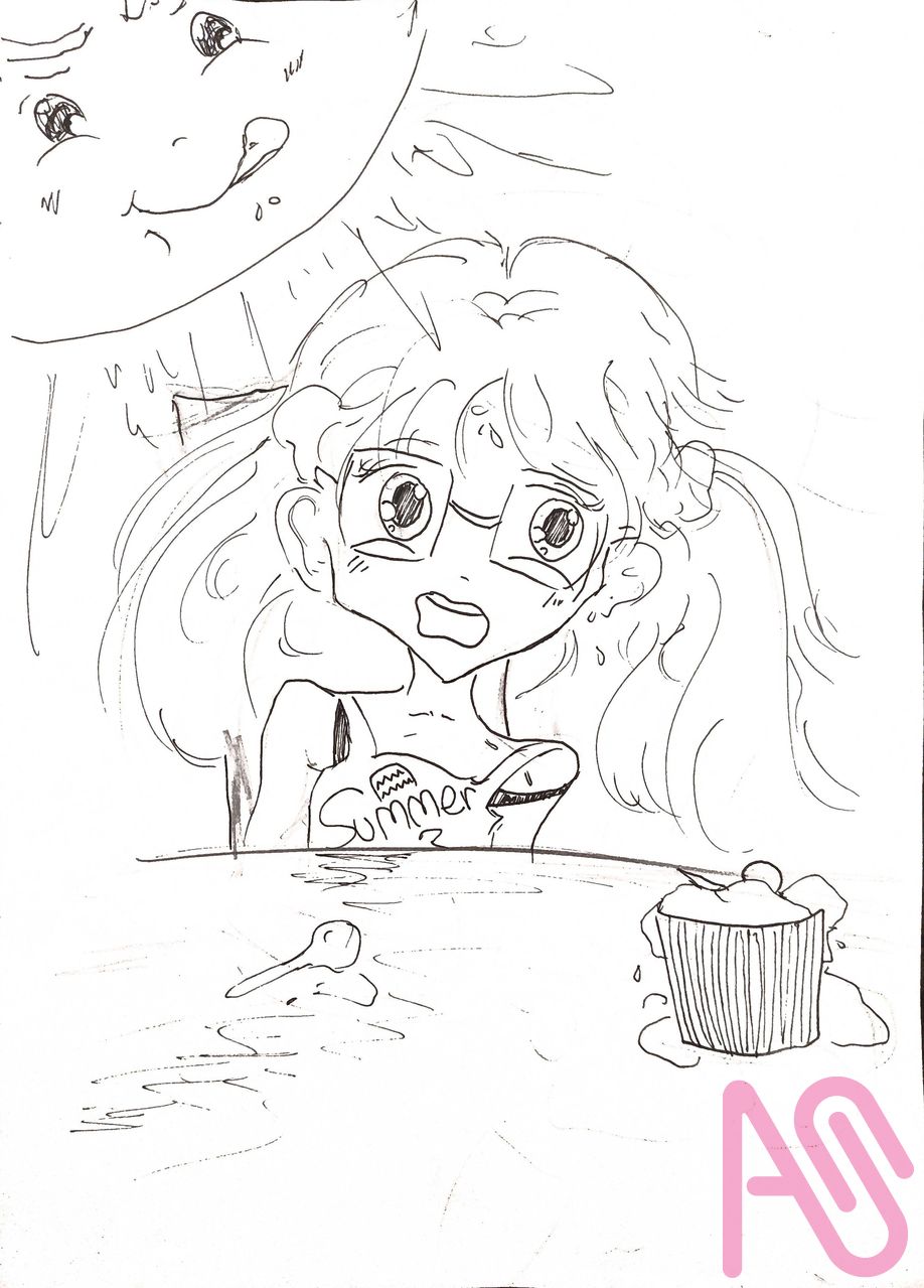 My Ice Cream Is Melting!!!! Illust of Mangaka HUIONIllustrationContest2025 girl summer female drawing anime cute oc black animegirl illustrations
