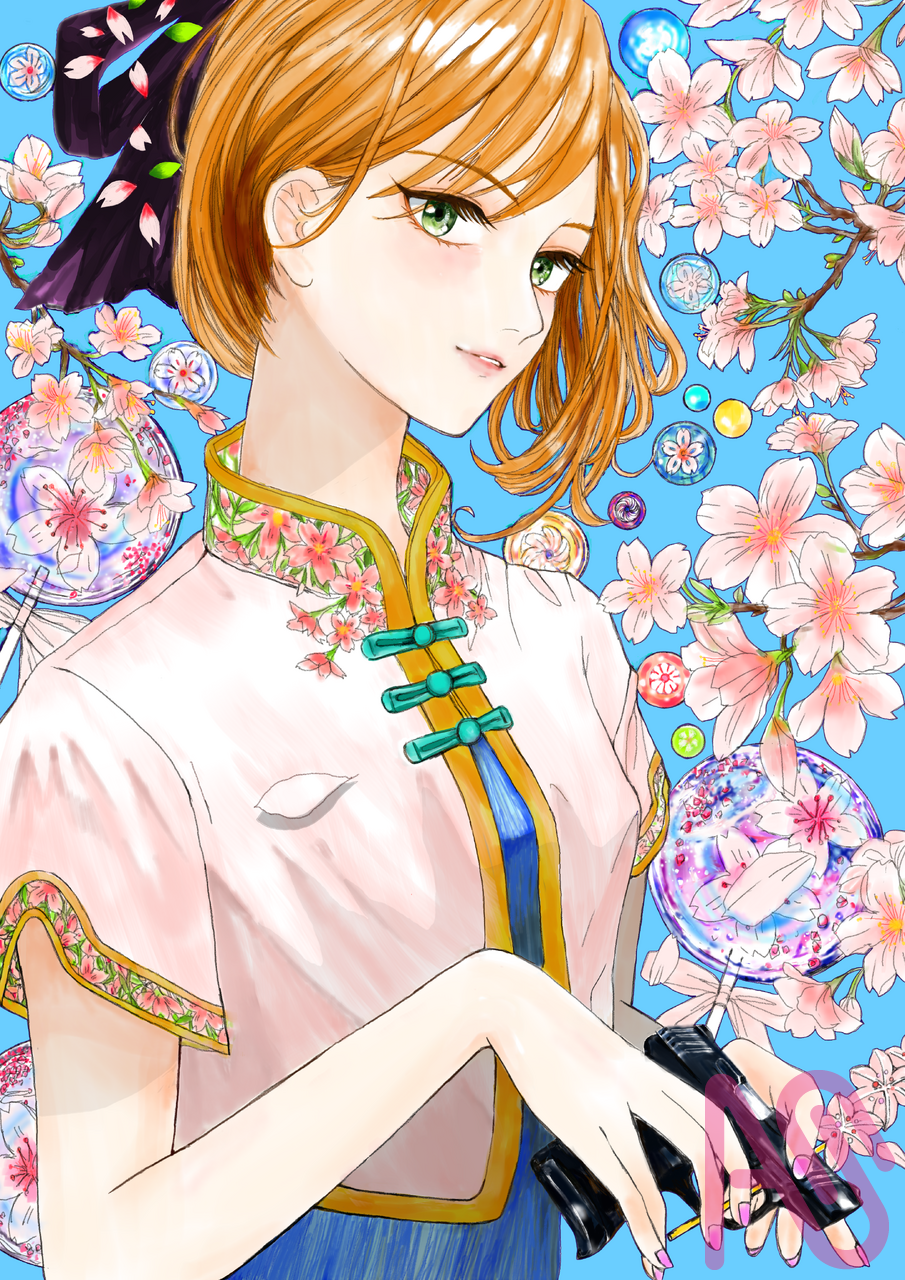 Candy  Killer  Illust of Voyager ARTstreetMonthlyIllustrationContestMayThemeCandy お菓子 girl sakura flower