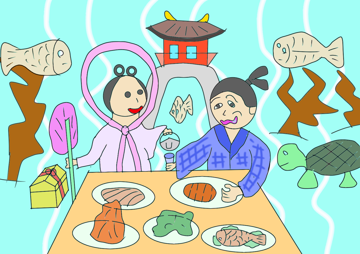 浦島と乙姫1 マカ ダミアン イラスト Art Street アートストリート