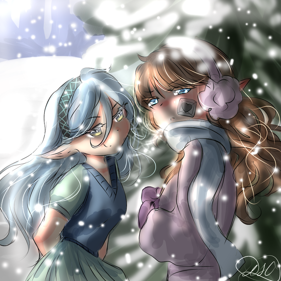 "Are You Cold ❄?" Illust of ☆UnseenOtherworld☆ fantasy medibangpaint girl elf oc snow winter glow lighting