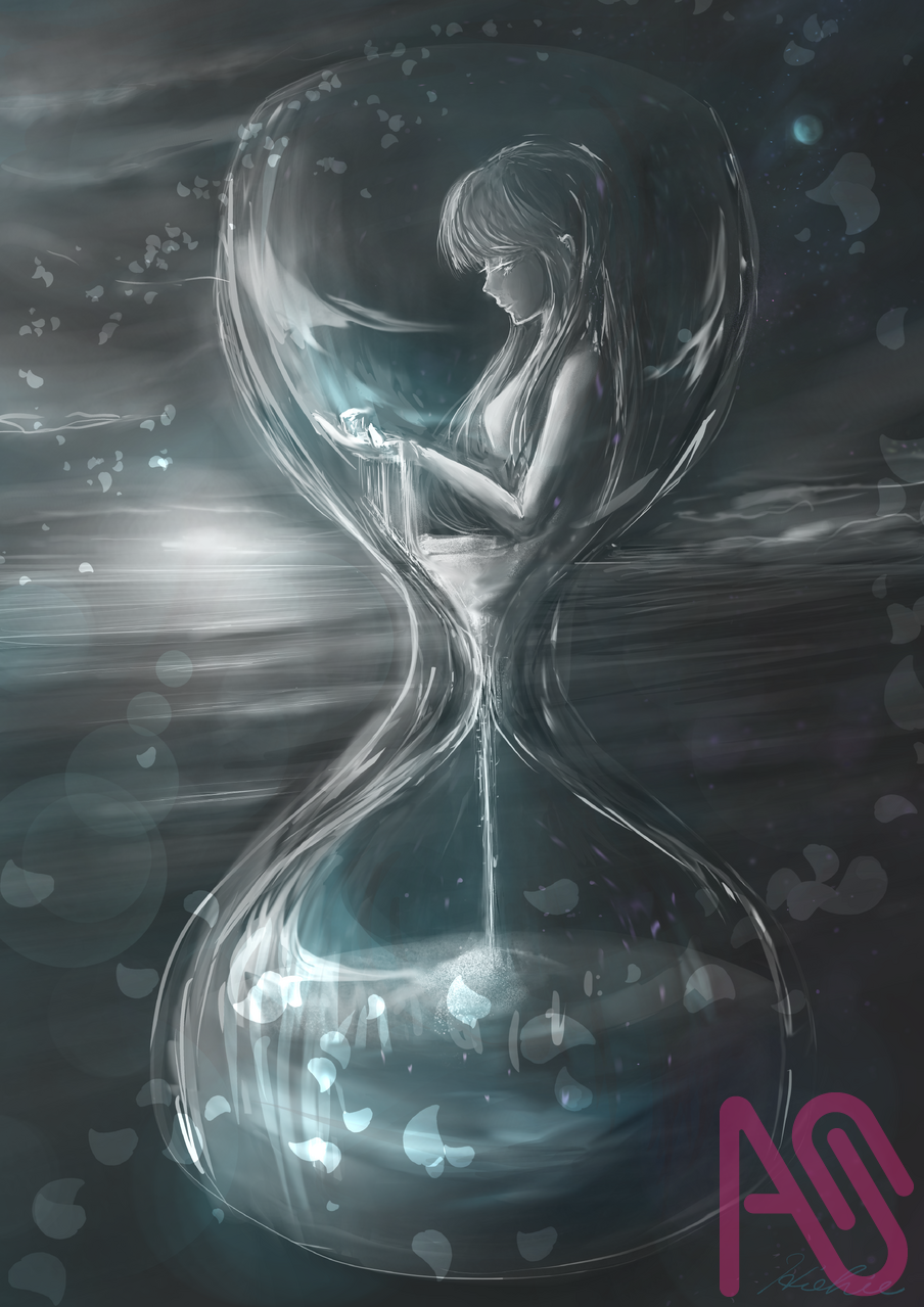 命の砂時計 Illust of ヒエヒエ メルヘン girl nature sea 景色 sunset scenery 幻想的
