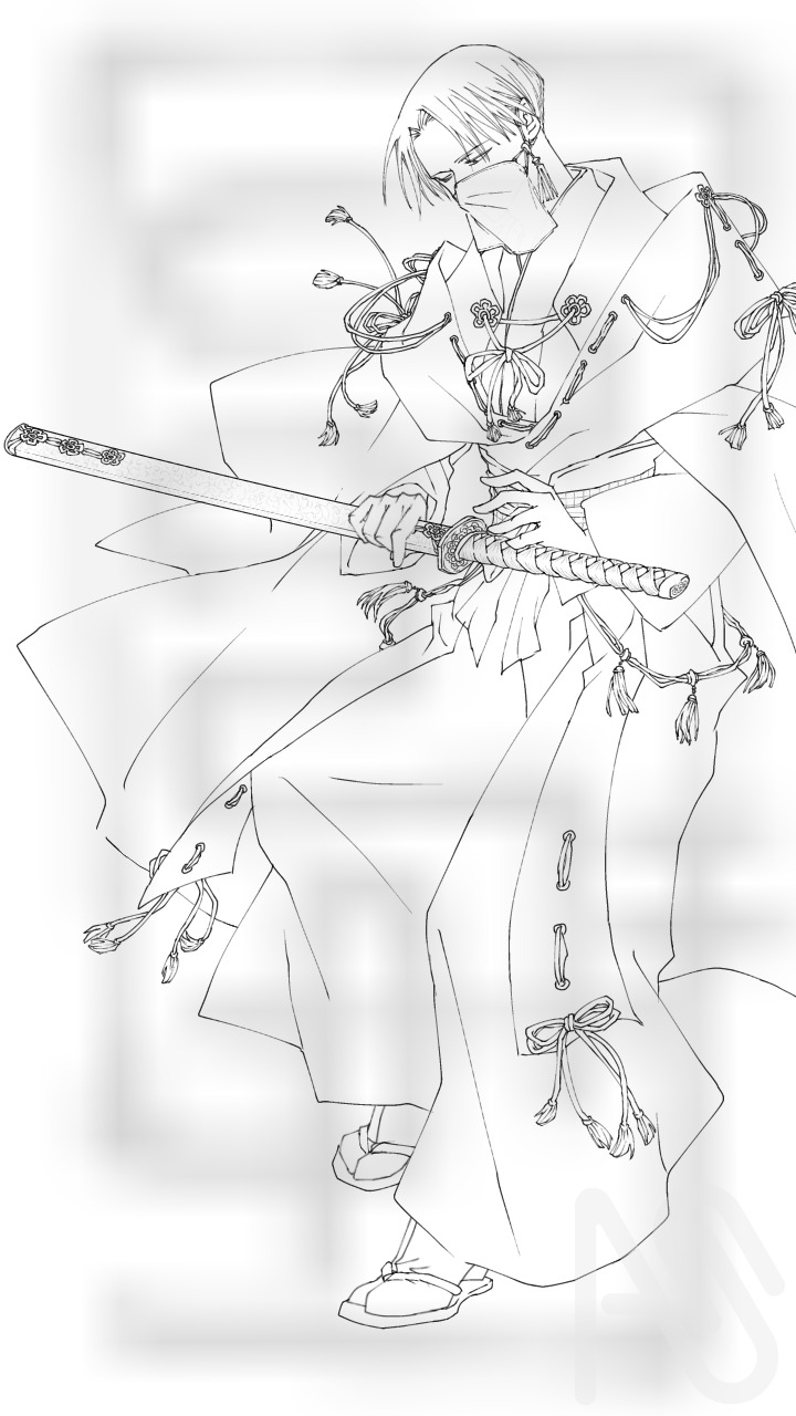和風刀男子 Illust of しるびあ Japanese_style 一次創作 kimono 刀 digital oc アイビスペイント 創作イラスト