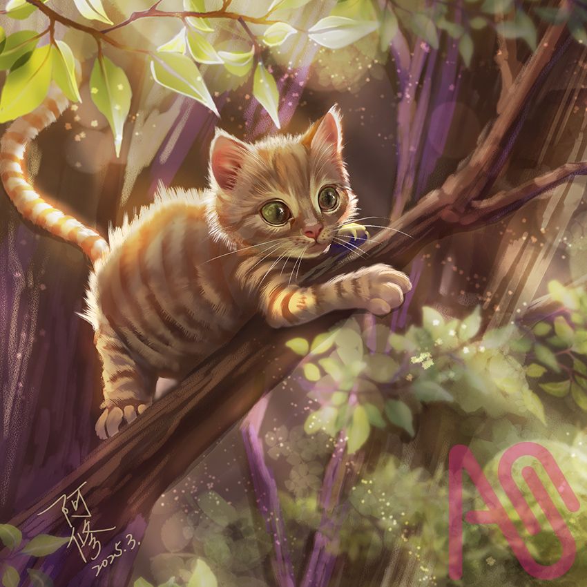 林中貓憩 Illust of dreamingfire forest cat girl 奇幻 精靈 貓女 休息 憩