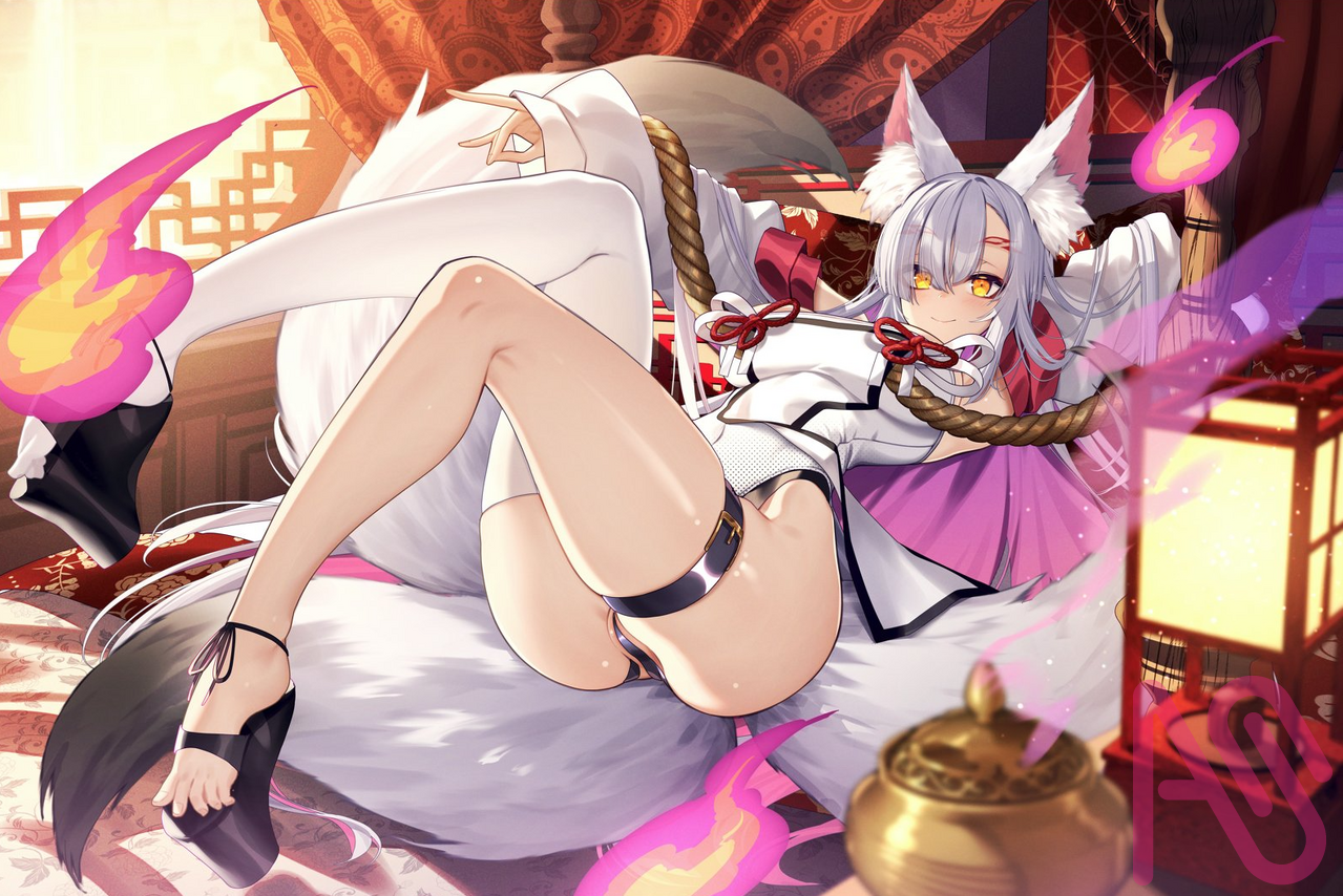 SKBリクエストありがとうございました！ Illust of cluseller girl tail おっぱい animal_ears お尻 太もも おへそ virtual_YouTuber VtuberBR 狐花白鈴